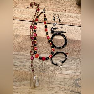 Beaded necklaces, earrings, bejeweled hair pins and bracelets bundle